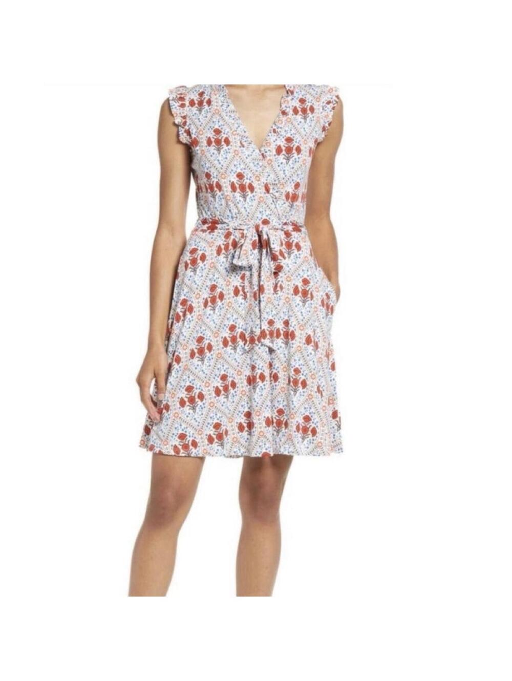 Boden Poppy Bloom Floral Ruffle Trim Faux Wrap Dress size 2 cottagecore cute